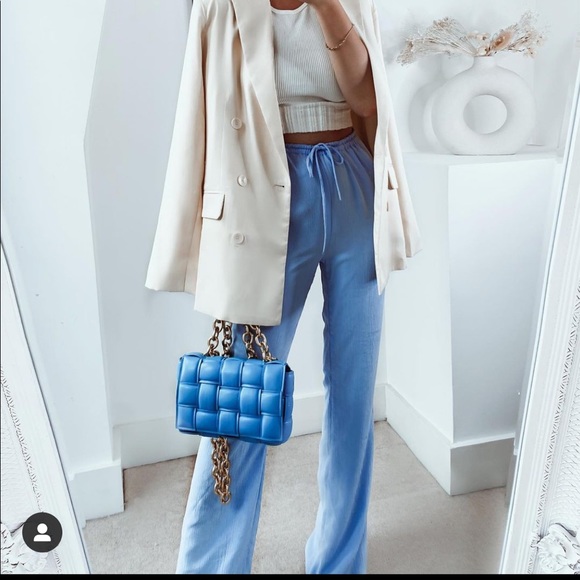 New Zara Sheep Leather Crossbody Bag Blue - Picture 2 of 16